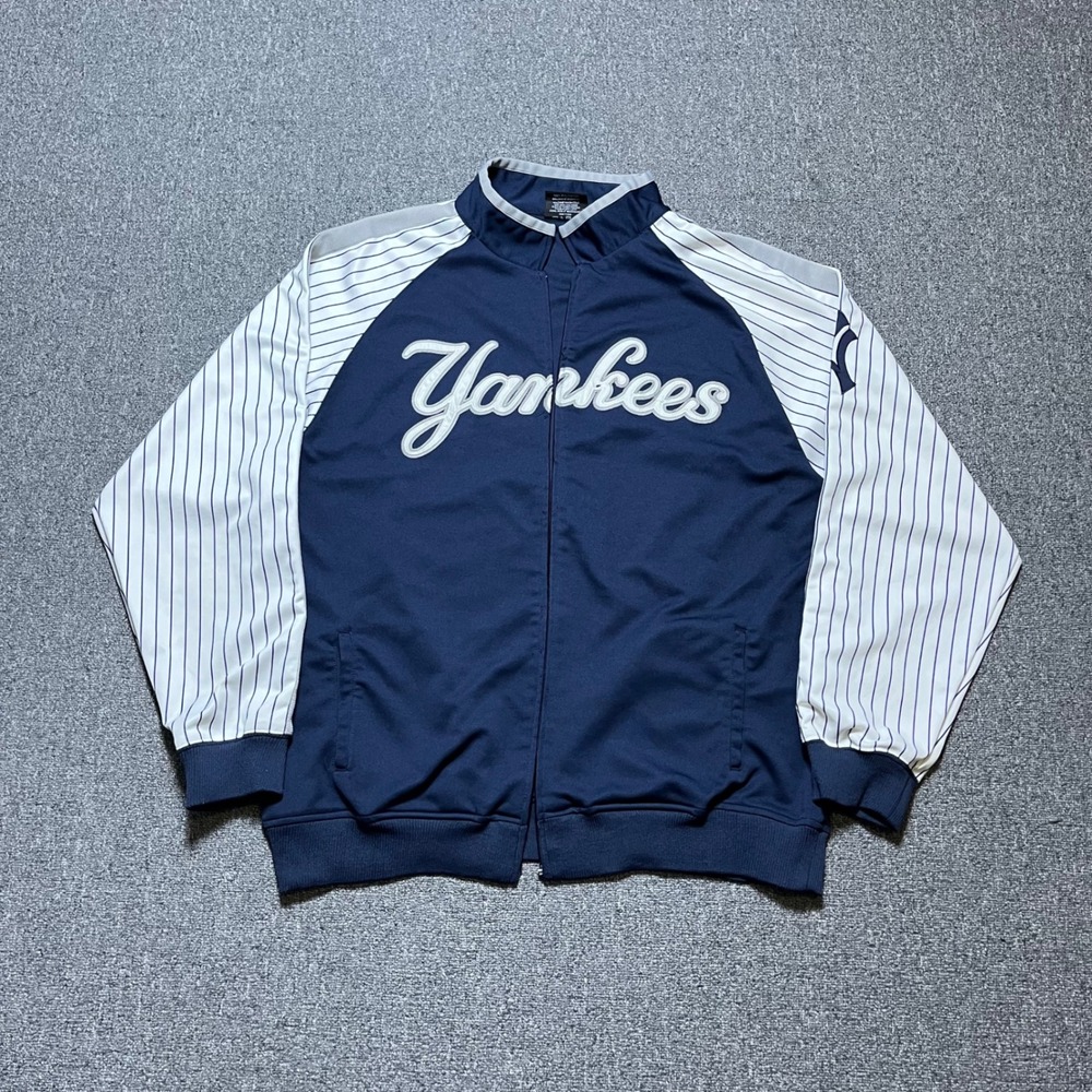 Stitches New York Yankees Track Jacket XL Navy Blue Pinstripe MLB Mens